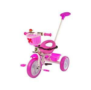 mamido Trojkolesový bicykel PRO100 v ružovej s EVA kolesami a košíkom