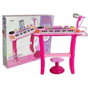 mamido Keyboard s mikrofónom a stoličkou USB ružový