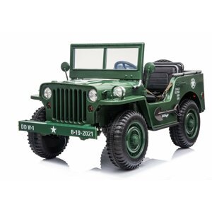 mamido Detský elektrický vojenský jeep willys 4x4 tmavo zelený
