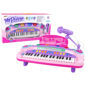 mamido Veľké interaktívne piano s mikrofónom a MP3 ružové