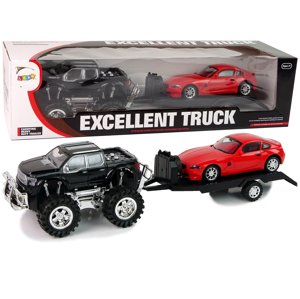 mamido Sada vozidla Black Monster Truck Biely odťahový automobil 58 cm
