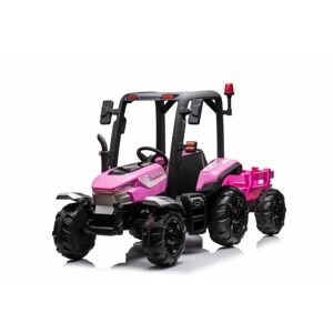 mamido Detský elektrický traktor s prívesom BLT ružový