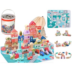 mamido Drevené kocky mesto puzzle 162 dielov