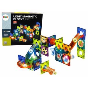 Mamido Mamido Magnetická svietiaca stavebnica guličková dráha 49 dielov