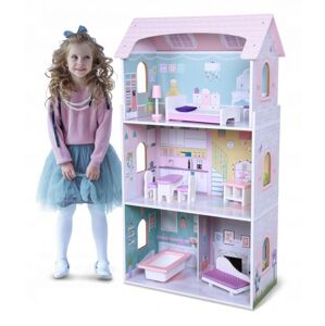 Ecotoys  Ecotoys Drevený domček pre bábiky s nábytkom čučoriedková rezidencie