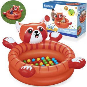 mamido  Suchý bazén PANDA s loptičkami 107x 94cm Bestway červený