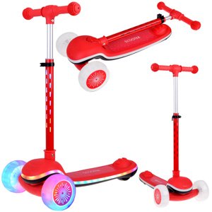 mamido  Detská kolobežka SCOOTER so svietiacimi efektmi červená