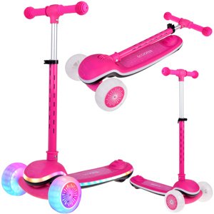 mamido  Detská kolobežka SCOOTER so svietiacimi efektmi ružová
