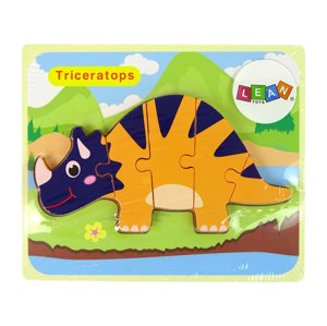 mamido  Drevené Puzzle Dinosaury Triceratops Ankylosaurus Oranžový