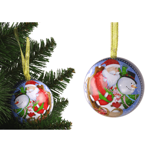 mamido  Vianočná banka kovový vianočný stromček dekorácie Santa Claus s snehuliakom modrá