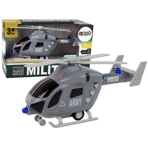 mamido  Vojenský Helikoptér v Šedej Farbe so Zvukami, Svetlami a Pohyblivými Vrtuľami