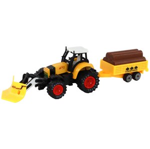 mamido  Žltý traktor s prívesom, bager a buldozér - poľnohospodársky stroj