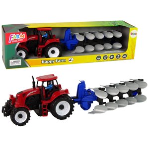 mamido  Červený Traktor s Pluhom Farma