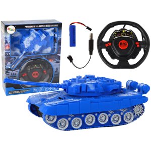 mamido  Tank R/C s diaľkovým ovládaním, svetlá, zvuk, modrý 1:18 27MHz