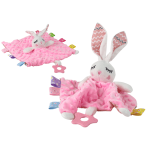 mamido  Plyšový zajačik - hračka na hranie, deka s výstupkami, hryzátko, hrkálka