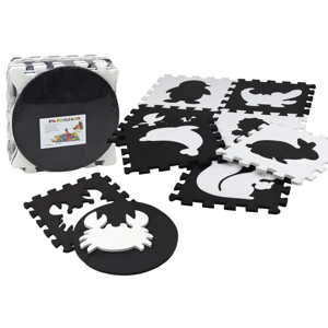 mamido  Mäkké kontrastné vzdelávacie penové puzzle EVA čiernobiele 19 dielikov