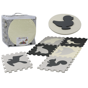 mamido  Mäkké penové puzzle kontrastná vzdelávacia podložka EVA šedá 28 dielikov