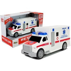 mamido  Elektrické autíčko Ambulancia Prvá Pomoc 1:20 Frikčný Pohon Zvukové Efekty Svetelné Efekty