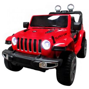 mamido  Veľký Jeep X4 4x4 červený, Pohodlné sedátko s pohonom na všetky kolesá Hojdacie auto