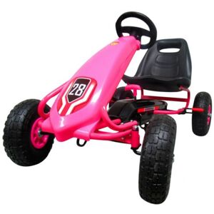 mamido  Ružový motokára G4 s nafukovacími kolesami a ručnou brzdou