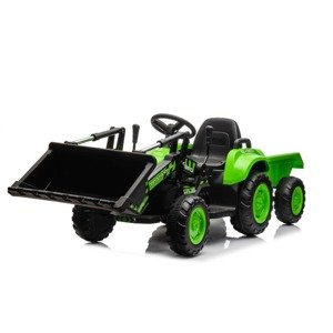 Mamido  Mamido Detský elektrický traktor s radlicou a prívesom zelený