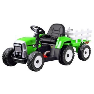 Mamido  Mamido Elektrický traktor s vlečkou T2 zelený 12V7Ah EVA kolesá