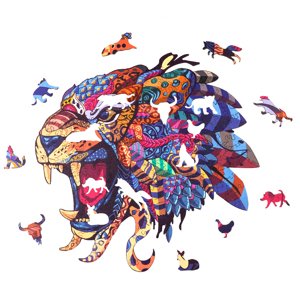 WOODBESTS  WOODBESTS Drevené puzzle šabľozubý tiger 315 dielov