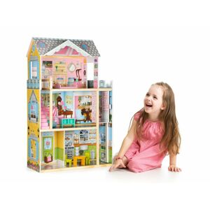 Ecotoys  Ecotoys Veľký drevený domček pre bábiky s výťahom a nábytkom