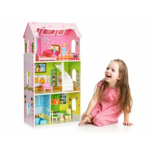 Ecotoys  Ecotoys Vysoký drevený domček pre bábiky s nábytkom