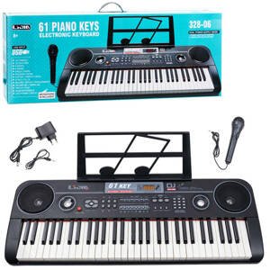 mamido  Detský elektrický keyboard 61 kláves čierny