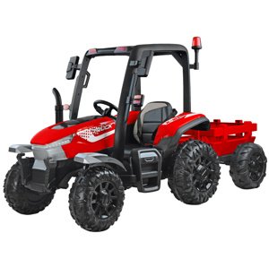 mamido  Detský elektrický traktor s prívesom Blast 4x4 červený