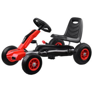 mamido  Detská šliapacia motokára Race s nafukovacími kolesami červená