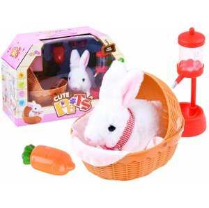 mamido  Interaktívny králik v košíku s príslušenstvom biely