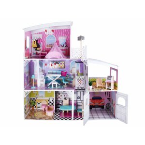 mamido  Obrovský drevený domček pre bábiky s garáži a nábytkom