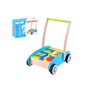 mamido  Detský drevený vozík s kockami