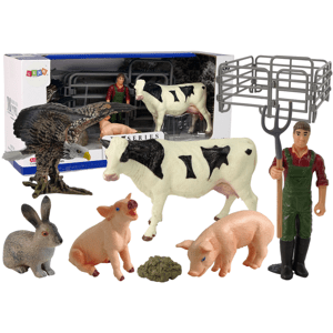 mamido  Veľká sada postáv: dedina, farma, 11 kusov, krava, prasa, králik