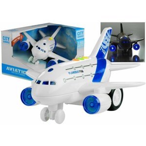 mamido  Naťahovacie lietadlo Aviation so zvukmi a svetlami biele