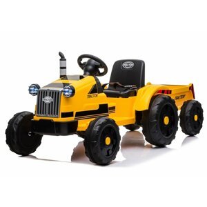 mamido  Detský elektrický traktor s vlečkou T1 žltý