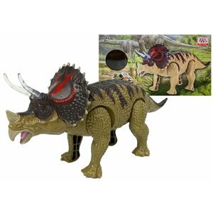 mamido  Dinosaurus Triceratops na batérie so zvukovými efektmi hnedý