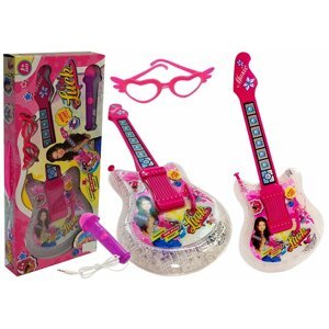 mamido  Sada detské gitary s mikrofónom a okuliarmi ružová