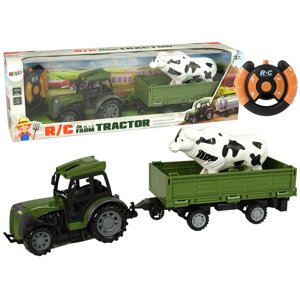 mamido  Traktor s vlečkou a figúrkou kravičky na diaľkové ovládanie R/C zelený