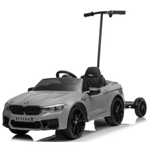 mamido  Elektrické autíčko BMW M5 lakované strieborné s vodiacou tyčou
