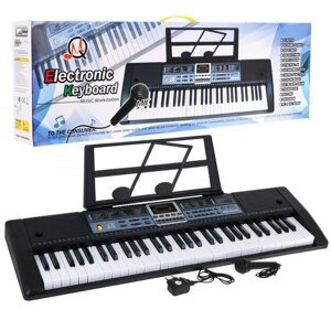 mamido  Detský keyboard s mikrofónom a stojanom na noty čierny